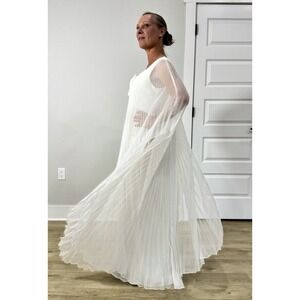 Vintage Miss Elliette White Pleated Chiffon Maxi Gown Goddesscore Size 14
